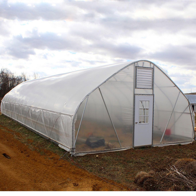 Film Plastic Glass Single Span Greenhouse High Tunnel Gray Steel